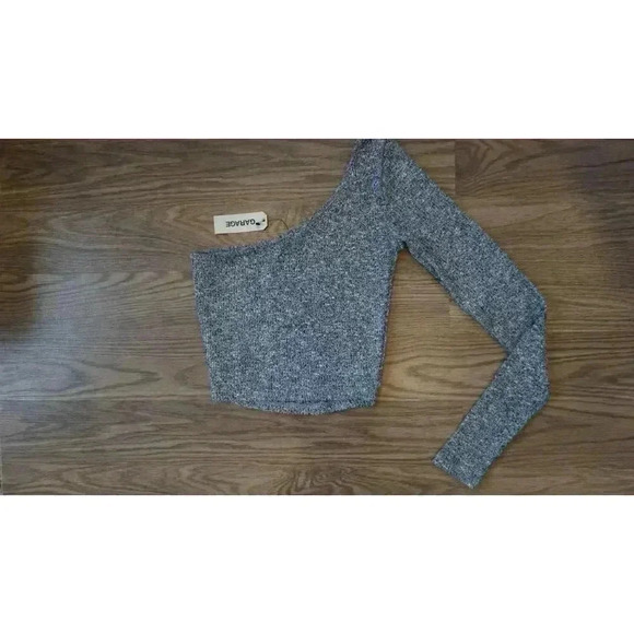 NWT Garage Long Sleeve One Shoulder Salt & Pepper - Size P/S - Picture 12 of 12